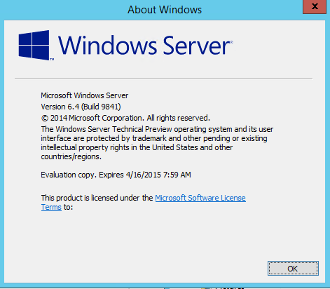 Continue To Use Windows Server Technical Preview 1 Oct 2014